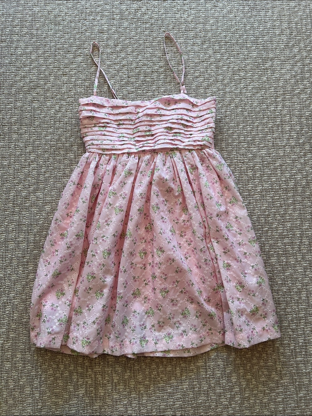 Pink Floral Spaghetti-Strap Babydoll Dress. Size XS. NWT